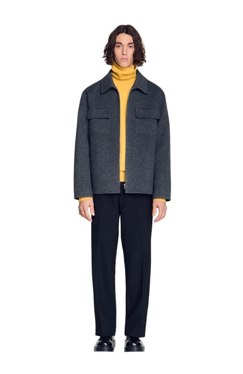 Zipped wool overshirt