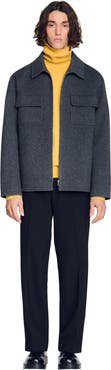 SANDRO Zipped wool overshirt
