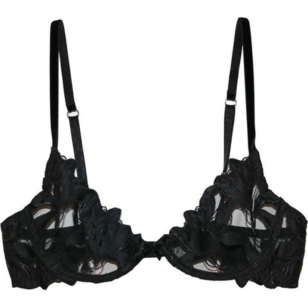 Fleur Du Mal Gardenia Lace Demi Bra In Black