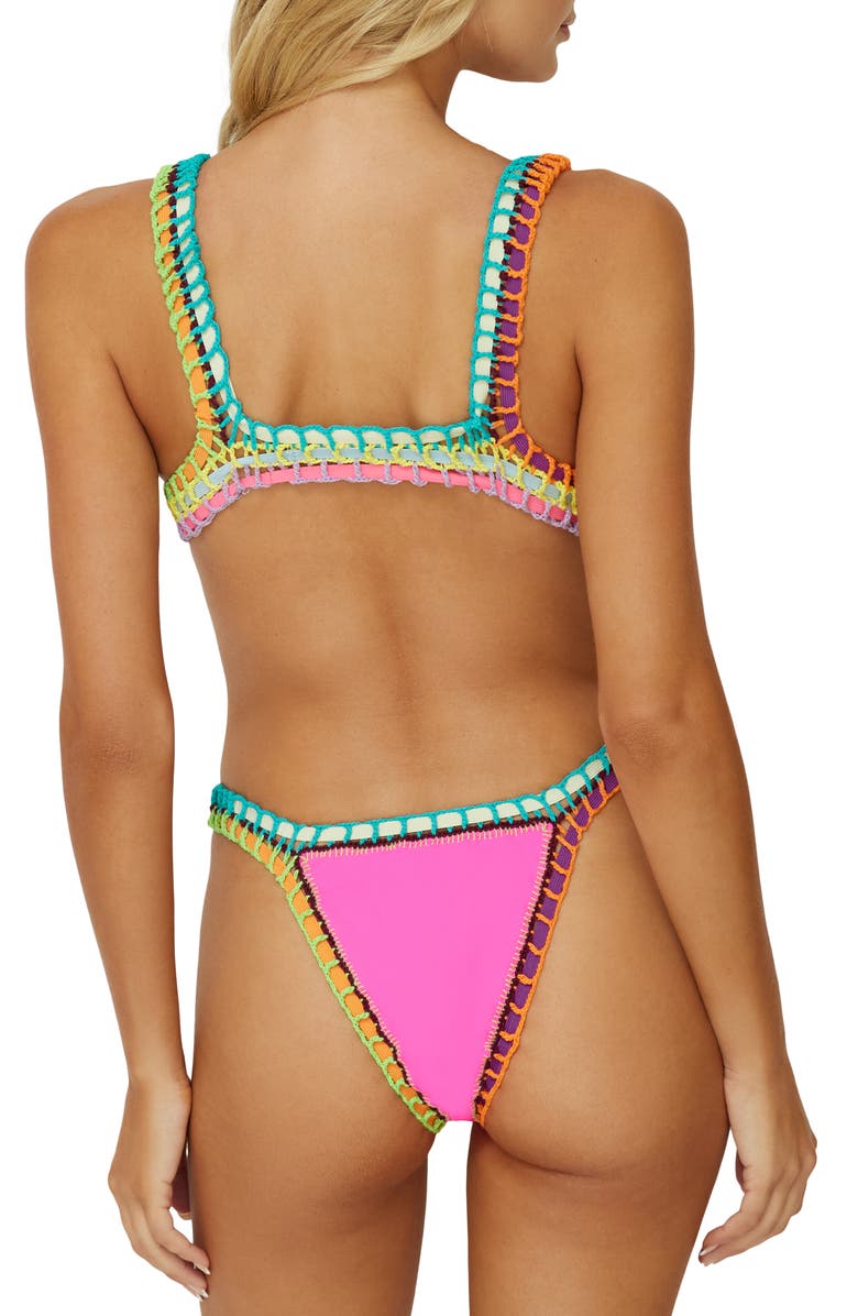 PQ SWIM Colorful Whipstitch Trim Bikini Bottoms, Alternate, color, Acai