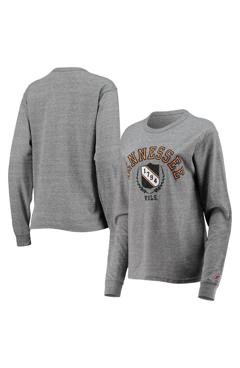 LEAGUE COLLEGIATE WEAR Women's League Collegiate Wear Heathered Gray Tennessee Volunteers Seal Victory Falls Oversized Tri-Blend Long Sleeve T-Shirt, Main, color, 