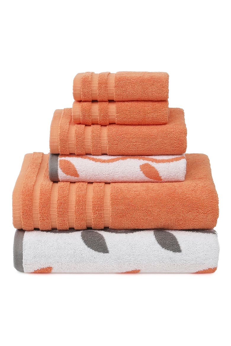 Yard Dyed 6-Piece Towel Set, Main, color, CORAL