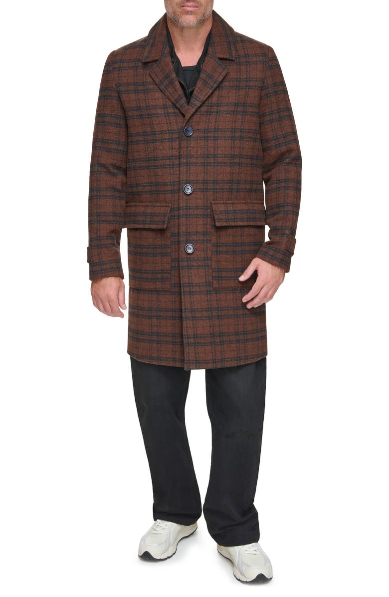 Andrew Marc Bexar Plaid Wool Blend Overcoat, Main, color, 
