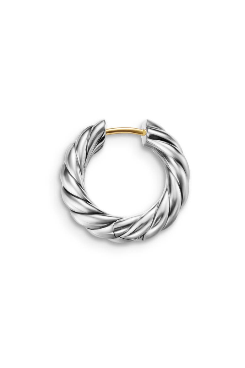 Sculpted Cable Hoop Earrings in Sterling Silver, 18.6mm, Alternate, color, STERLING SILVER
