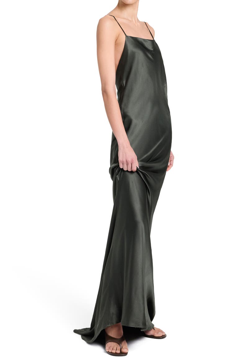 Scoop Back Stretch Silk Maxi Slipdress, Alternate, color, ROSIN