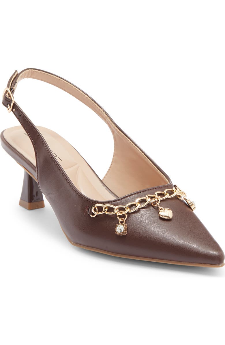 WILD DIVA LOUNGE Aleena Chain Slingback Pump, Main, color, Brown