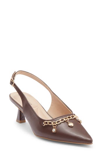 Wild Diva Lounge Aleena Chain Slingback Pump In Brown