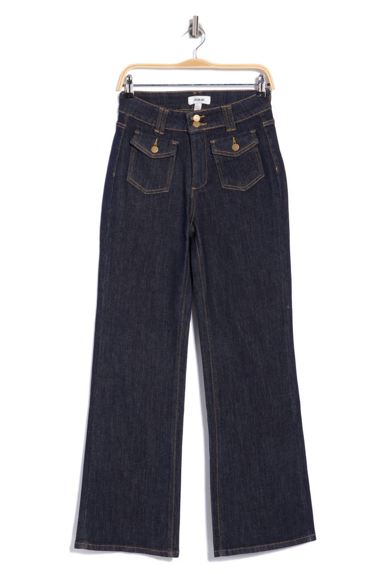 Patch Pocket Bootcut Jeans, Main, color, DARK INDIGO