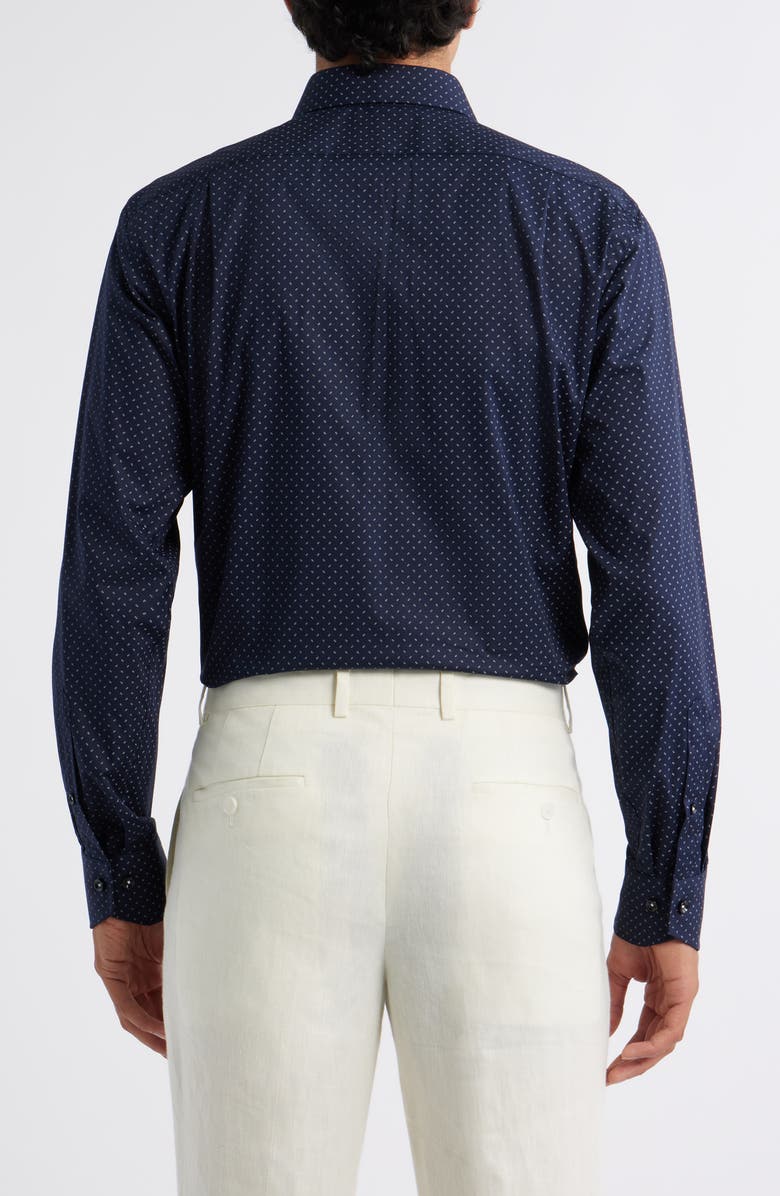 Lorenzo Uomo Trim Fit Neat Stretch Cotton Dress Shirt, Alternate, color, Navy