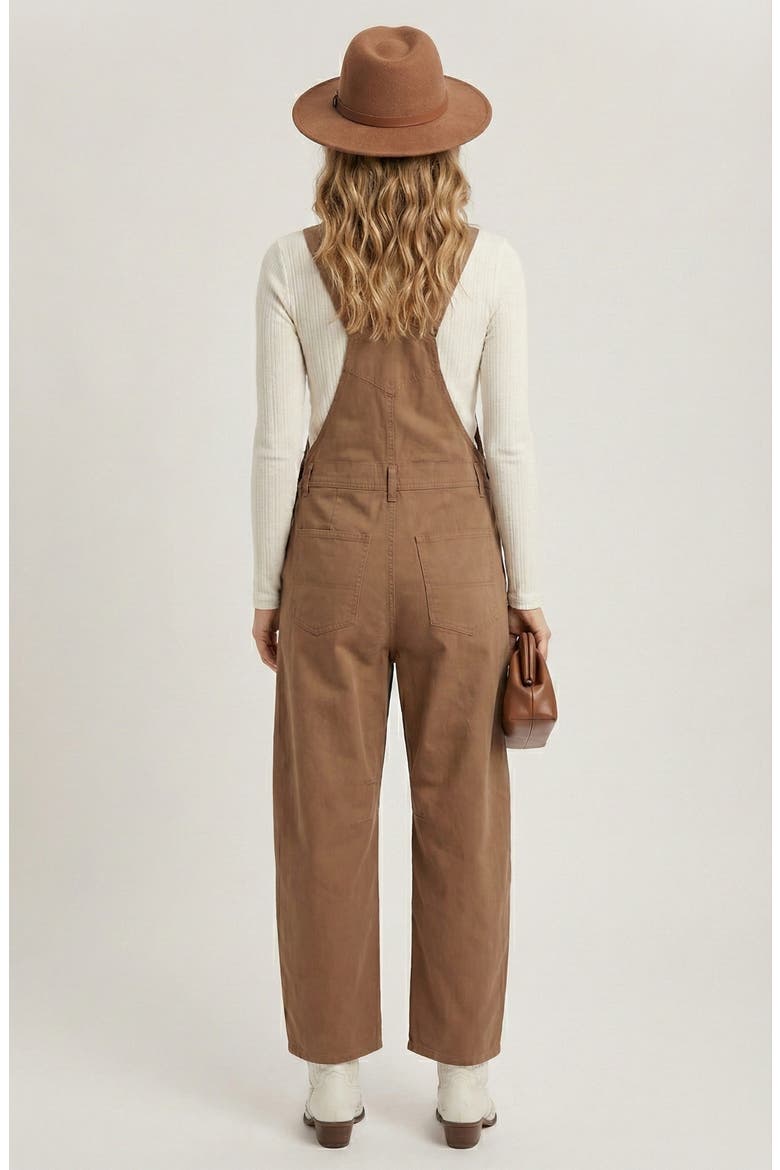 Wide-Leg Adjustable-Strap Front Bib Pocket Overalls, Alternate, color, Brown