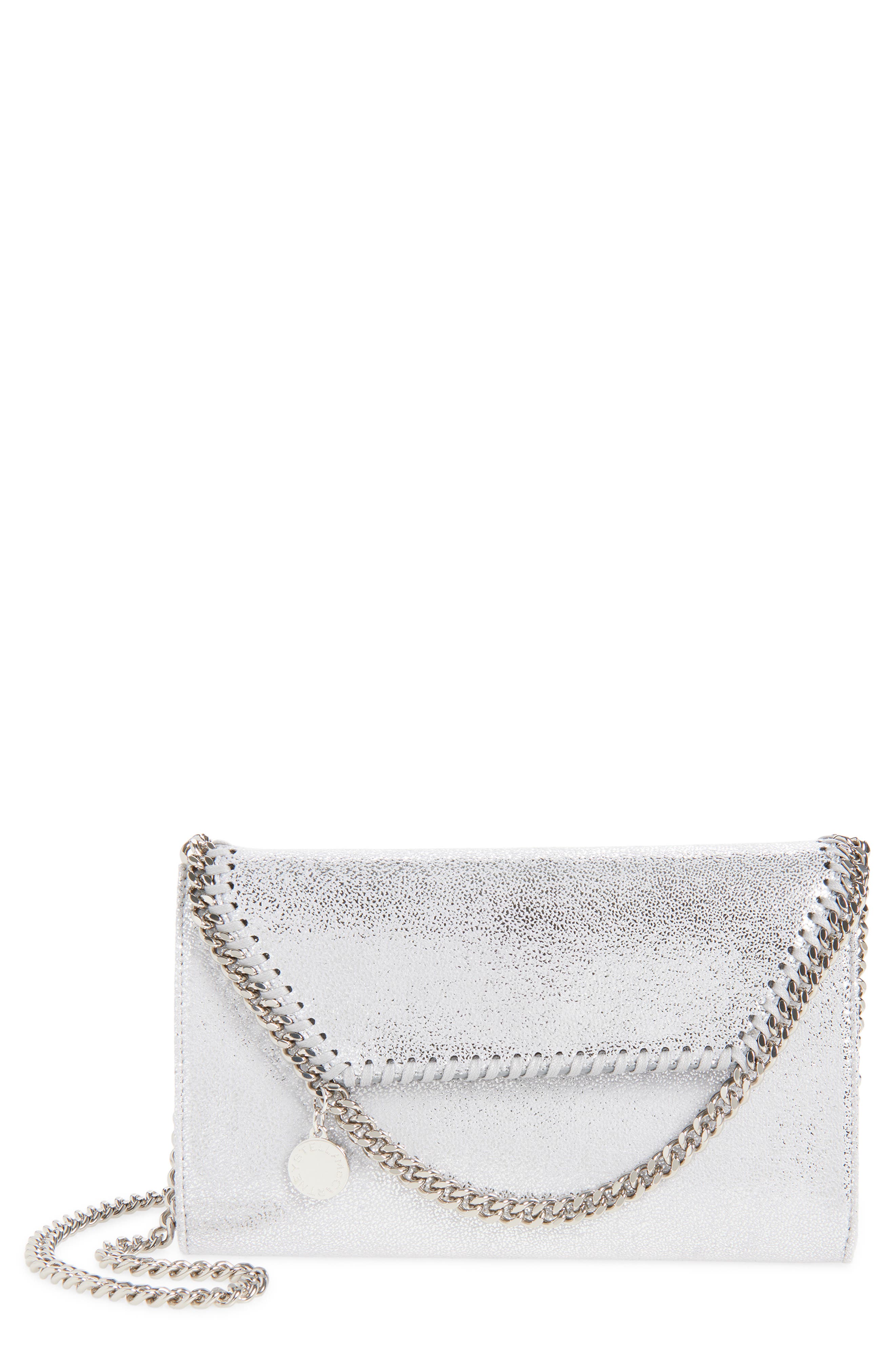Stella McCartney Mini Falabella Metallic Crossbody Bag, Main, color, 