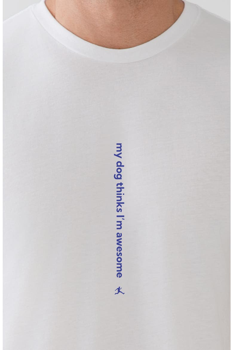 My Dog Thinks I'm Awesome Crewneck Graphic Undershirt, Alternate, color, WHITE