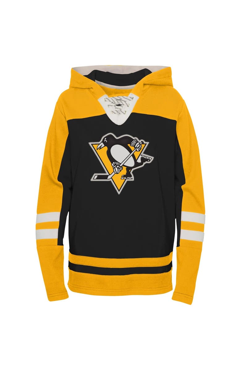 Outerstuff Preschool Black Pittsburgh Penguins Ageless Revisited Lace-Up V-Neck Pullover Hoodie, Alternate, color, 