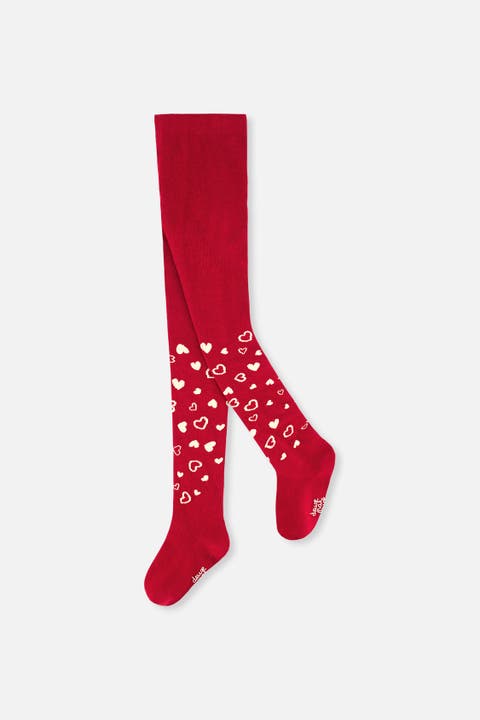 Heart Detail Ribbed Waistband Knit Tights
