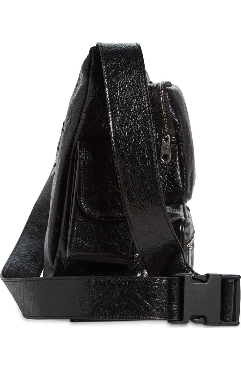 Balenciaga Superbusy Crinkle Leather Messenger Bag, Alternate, color,
