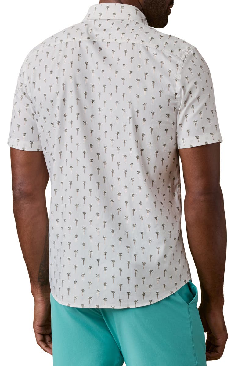 Faherty Movement Short Sleeve Button-Up Shirt, Alternate, color, Ivory Coastal Palms