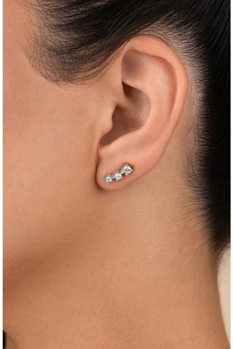 Cubic Zirconia Mini Ear Crawlers, Alternate, color, SILVER