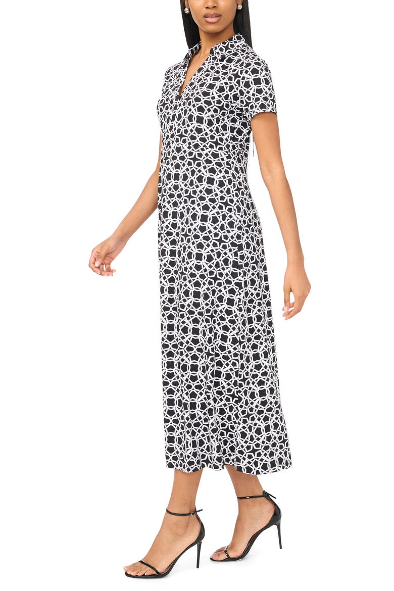 Collared V-Neck Maxi Dress, Alternate, color, RICH BLACK
