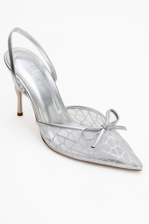 Peony Mesh Bow Pointed Toe Pump