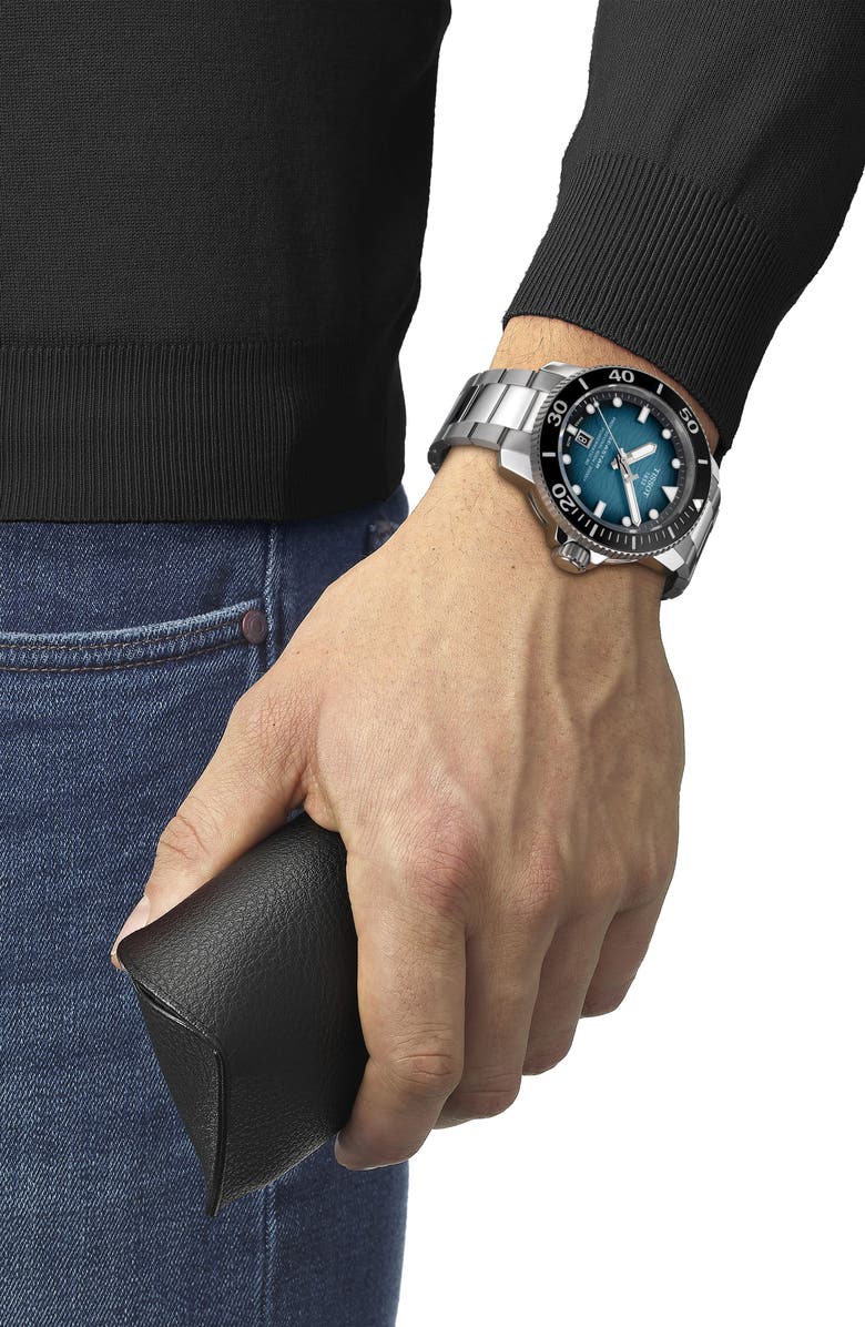 Tissot Seastar 2000 Professional Powermatic 80 Bracelet Watch, 46mm, Alternate, color, Blue Gradient