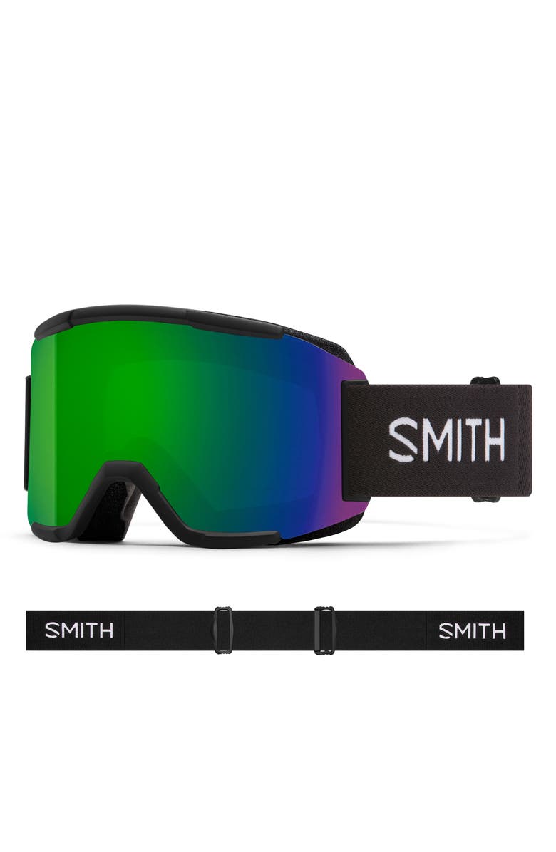 Smith Squad 203mm ChromaPop<sup>™</sup> Snow Goggles, Main, color, Black / Chromapop Sun Green
