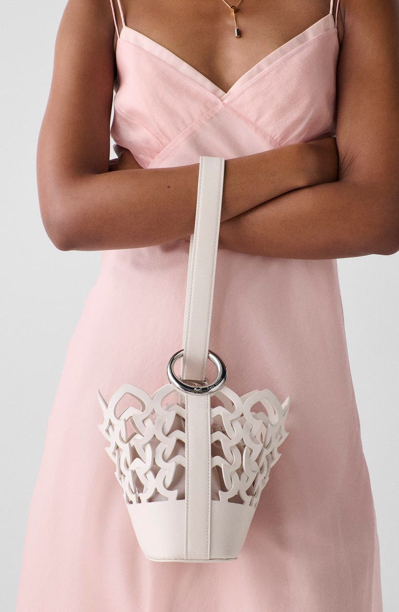 Kate Spade New York halo woven mini bucket bag, Alternate, color, Cream