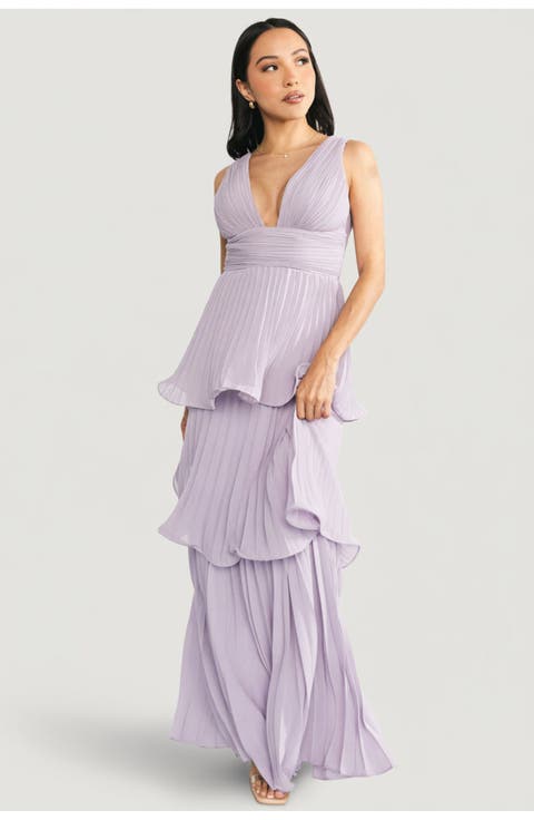 Saphira Tiered Pleated Maxi Dress