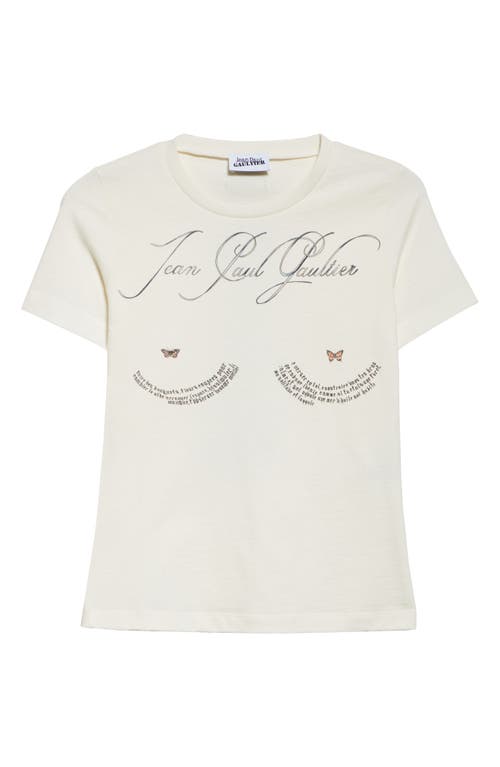 Jean Paul Gaultier Bedrucktes T-shirt Aus Baumwoll-jersey In Off White/black