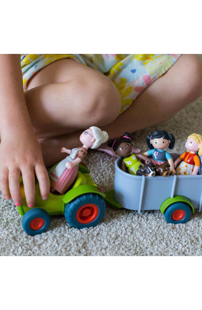 HABA Little Friends Tractor and Trailer - 2 Piece Farm Play Set with Movable Hatch, Alternate, color, 