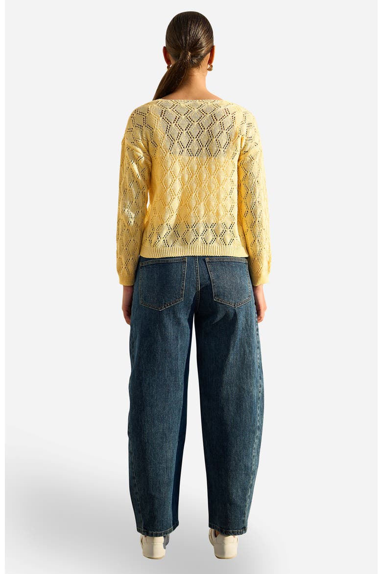 Embroidered Pointelle Cardigan, Alternate, color, Butter Yellow