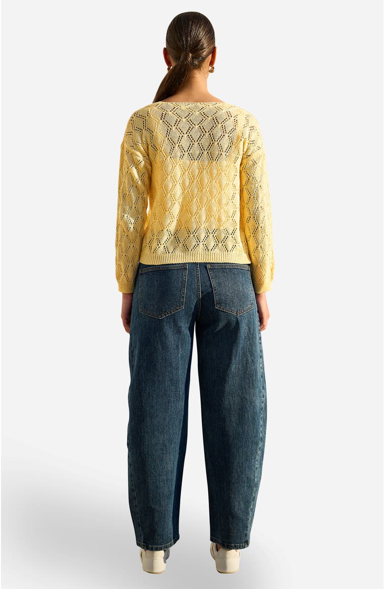 Yumi Embroidered Pointelle Cardigan, Alternate, color, Butter Yellow
