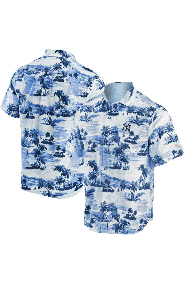 Tommy Bahama Men's Tommy Bahama Navy New York Yankees Tropical Horizons Button-Up Shirt, Alternate, color, 