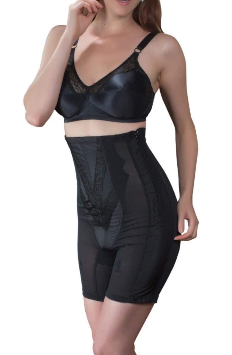 Rago Extra Firm High Waist Long Leg Shaper with Side Zipper, Alternate, color, Black