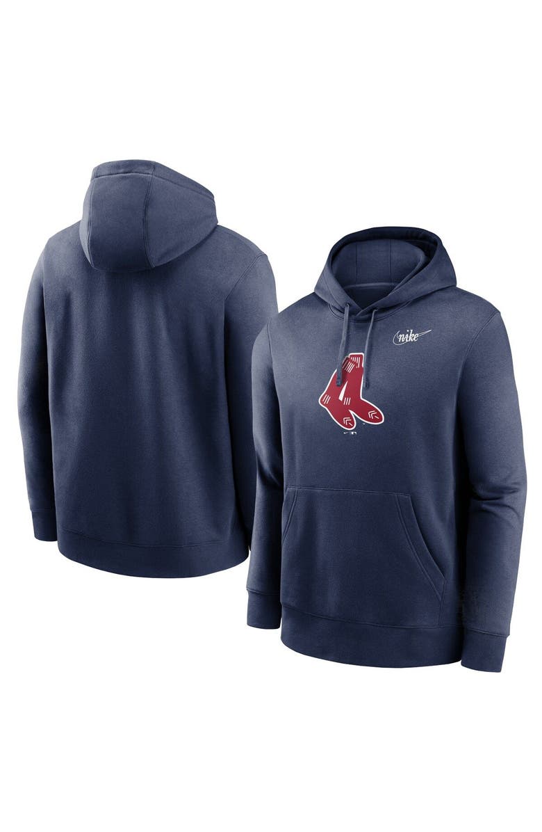 Nike Men's Nike Navy Boston Red Sox Cooperstown Collection Logo Club Pullover Hoodie, Alternate, color, 