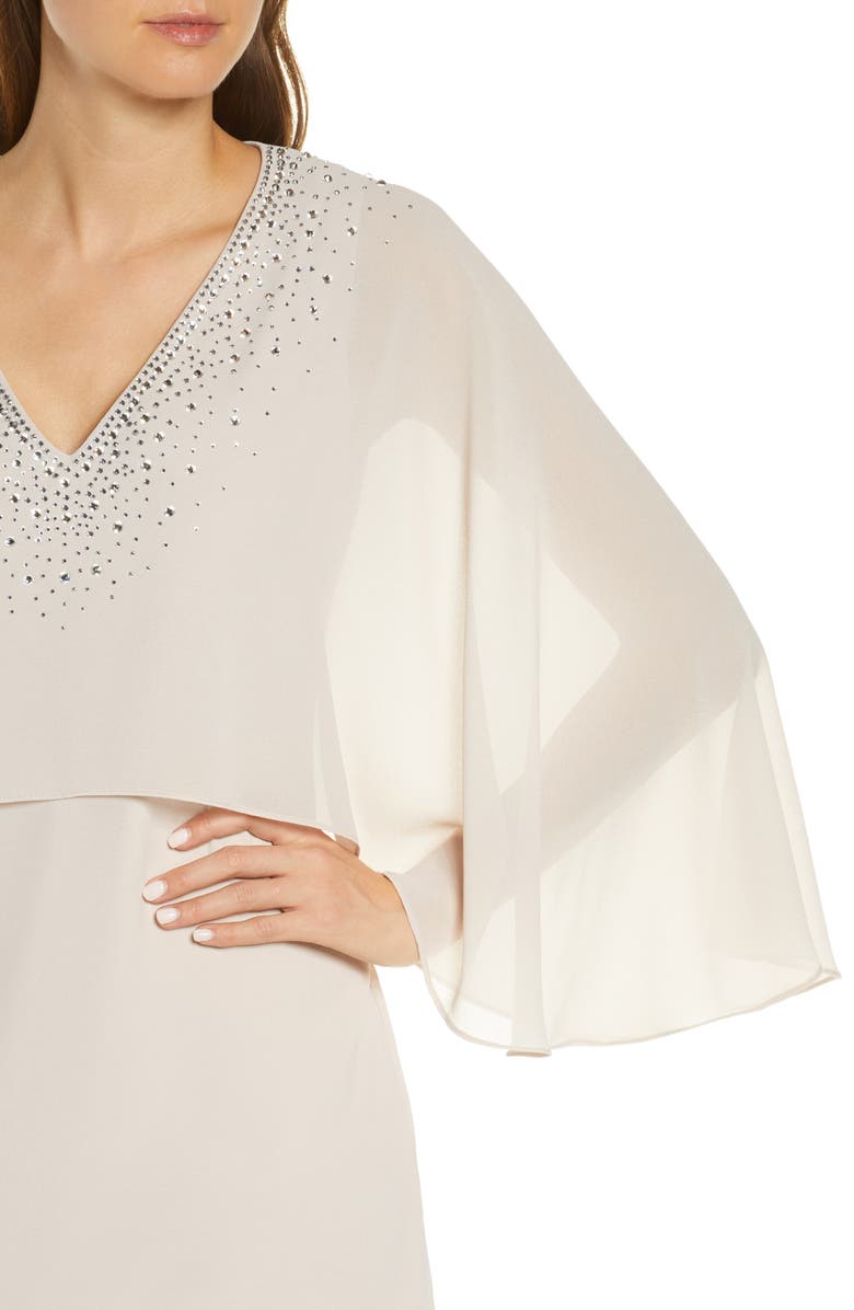 Vince Camuto Chiffon Cape Cocktail Dress, Alternate, color, 