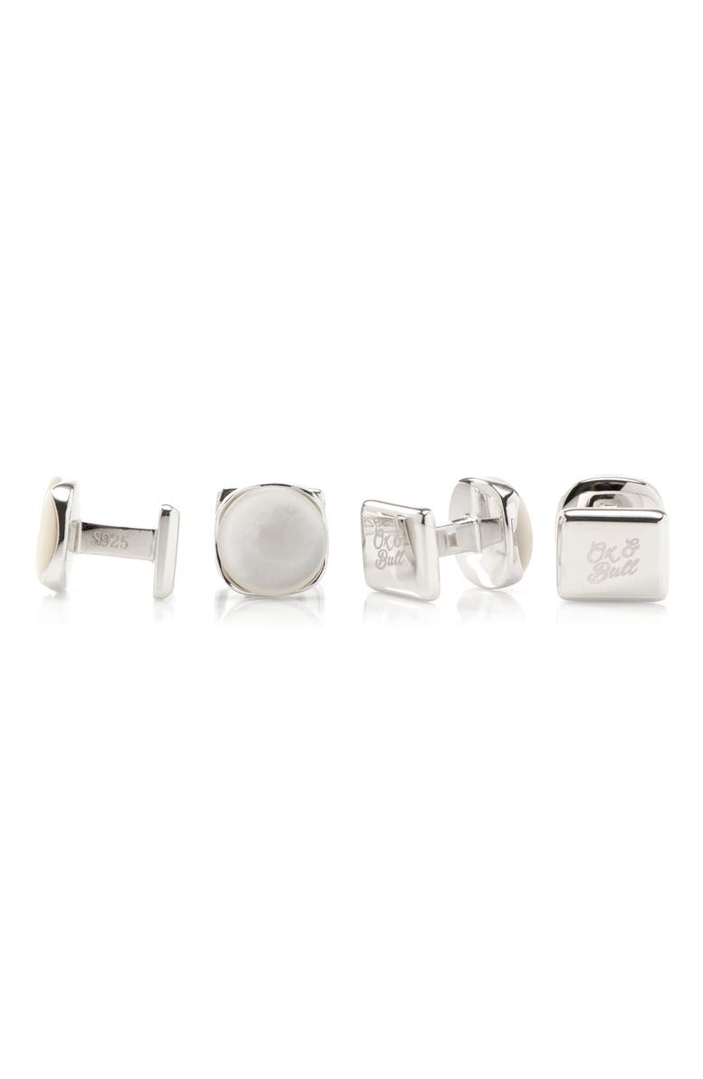 Cufflinks, Inc. Set of 4 Sterling Silver & Mother-of-Pearl Studs, Main, color, White