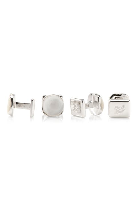 Set of 4 Sterling Silver & Mother-of-Pearl Studs