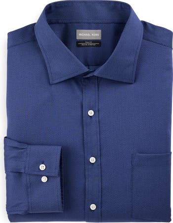 michael kors men's dress shirts slim fit Michael Kors | Michael Kors Men's Raleigh Black Performance Premium Stretch Slim Shirt main image 0