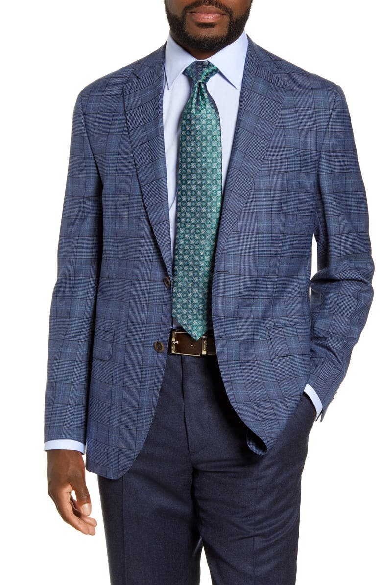 David Donahue Arnold Classic Fit Plaid Wool Sport Coat, Main, color, 