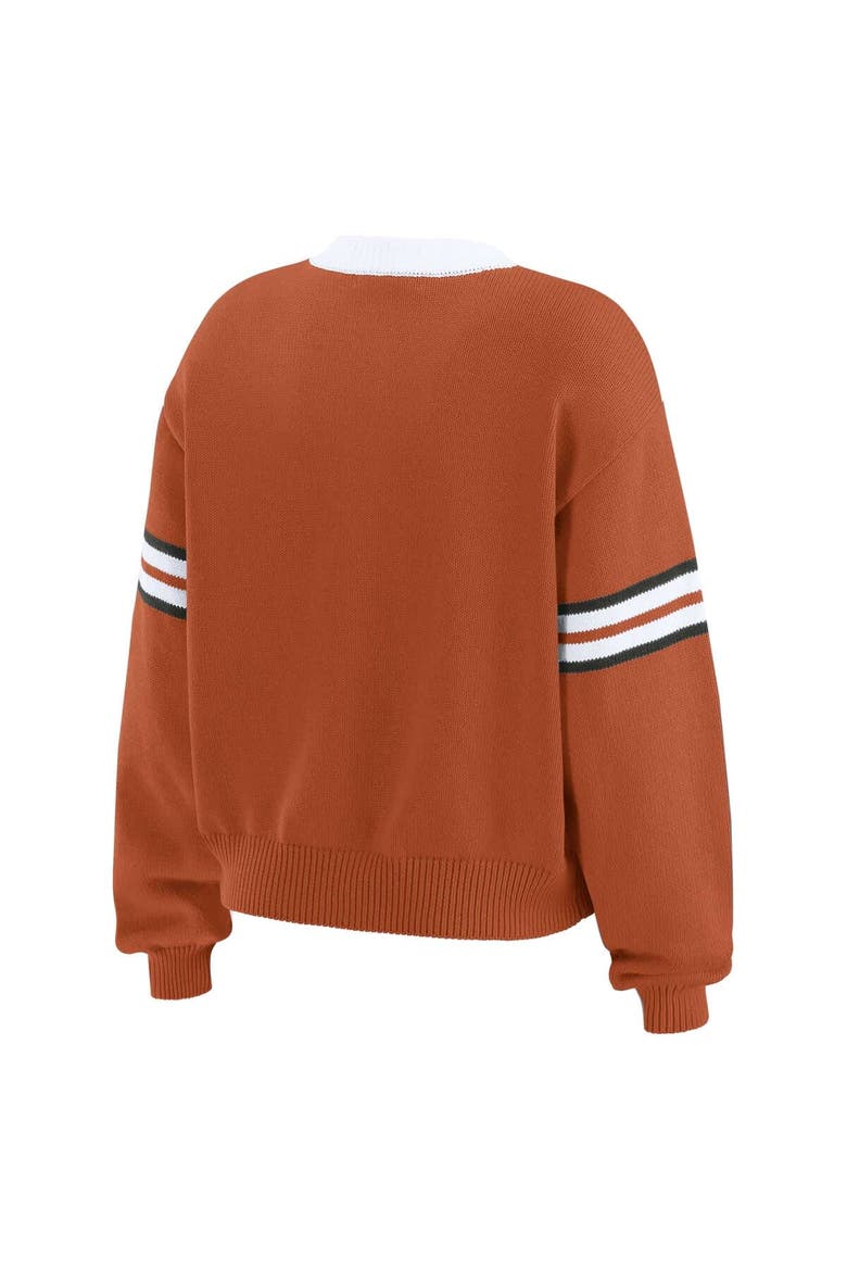 Women's WEAR by Erin Andrews Texas Orange Texas Longhorns Lace-Up Pullover Sweater, Alternate, color, Burnt Orange