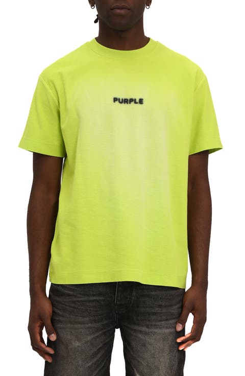 Tシャツ・カットソー PURPLE BRAND Men T Shirts P117HFGT125IVORY Yellow Purple Brand Textured Jersey SS Tee Monogram Cyber Yellow