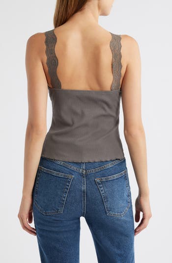 Raven Lace Trim Rib Tank