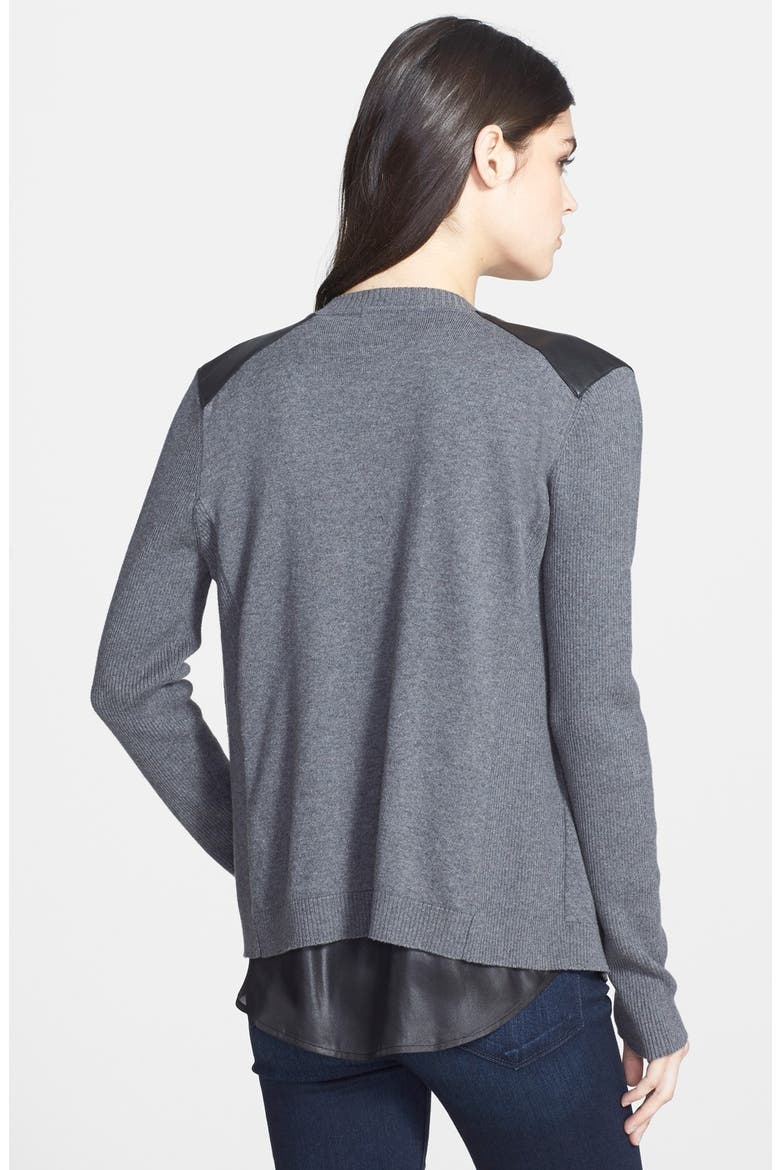'Cryptic Crossword' Open Front Cardigan, Alternate, color, GREY