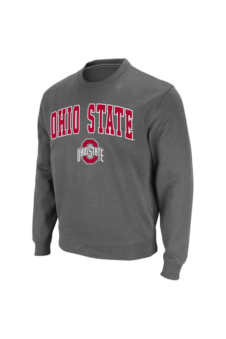 Men's Colosseum Charcoal Ohio State Buckeyes Team Arch & Logo Tackle Twill Pullover Sweatshirt, Alternate, color, Charcoal