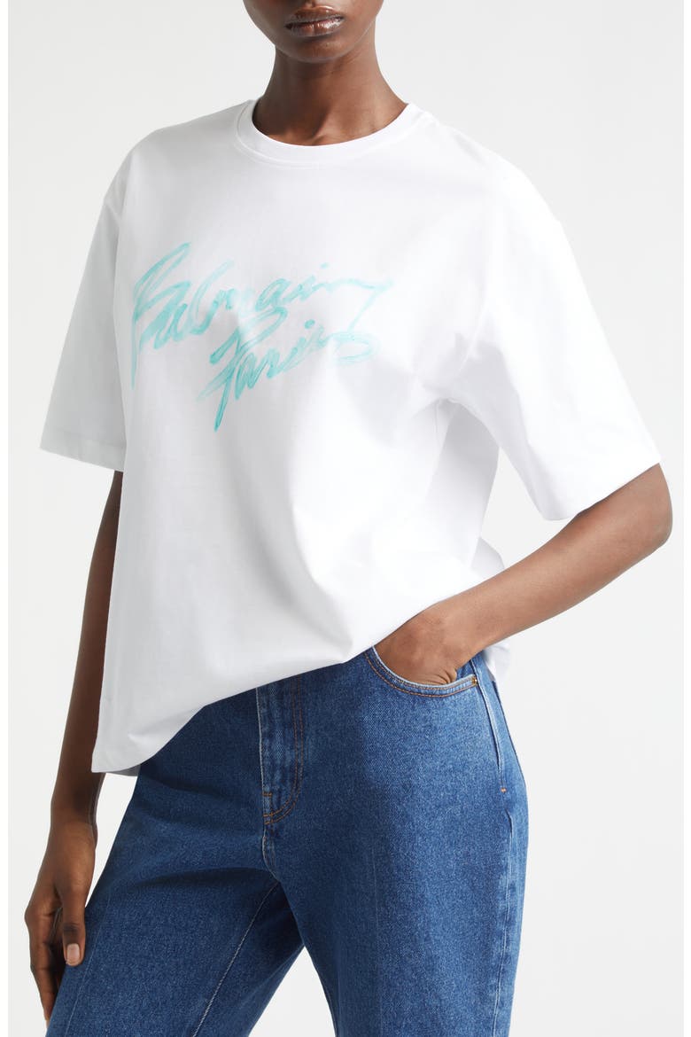 Brushstroke Paris Logo Graphic T-Shirt, Alternate, color, WHITE/ PALE GREEN