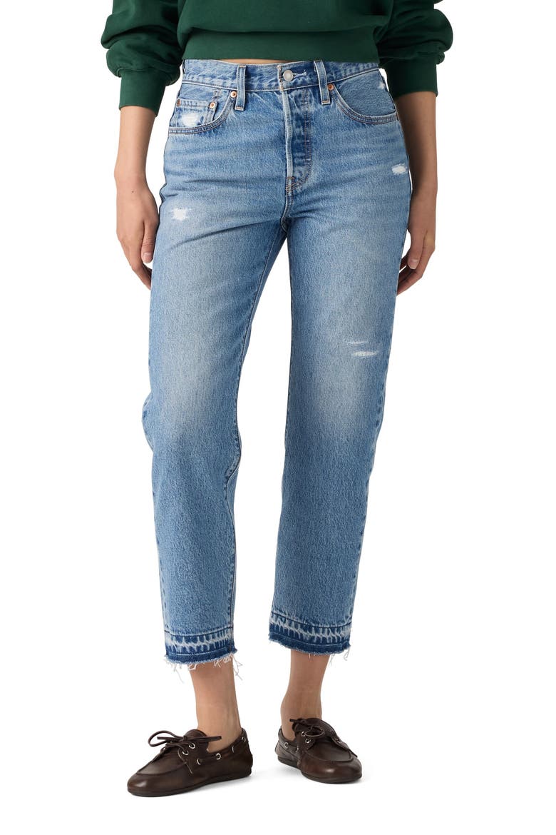 501® Release Hem Crop Straight Leg Jeans, Main, color, TRIPLE BRIM