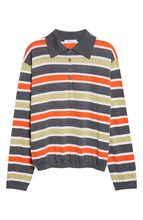 Ryan Stripe Merino Wool Polo Sweater