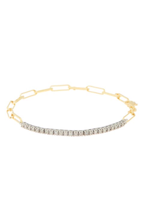 Diamond Paperclip Link Bangle Bracelet - 0.33ct.