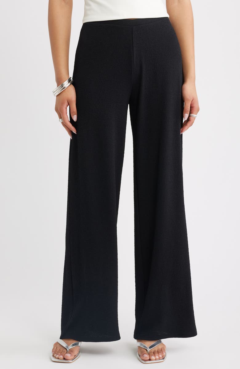 Open Edit Crepe Wide Leg Pants, Main, color, Black