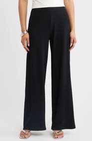 Open Edit Puckered Crepe Wide Leg Pants